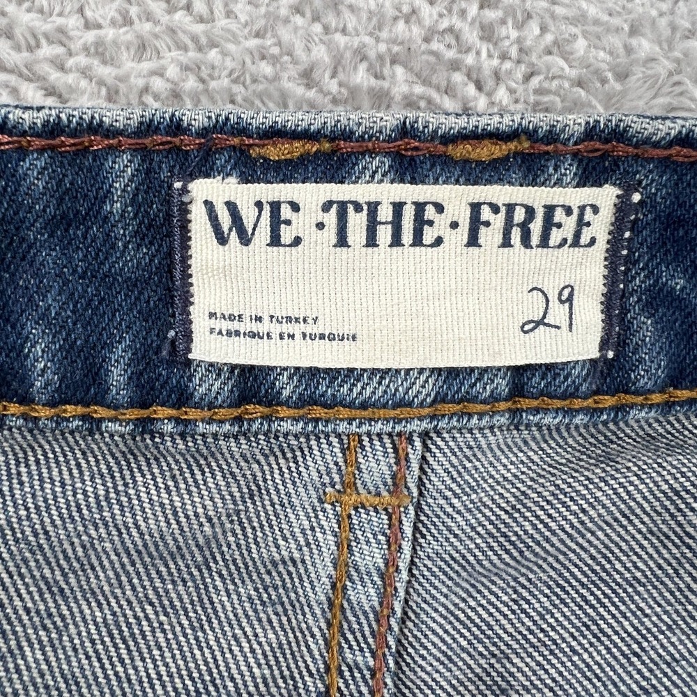 We The Free Baggy Wide Leg Distressed Jeans 29 Blue Knee Blowout Women Grunge - Picture 2 of 11